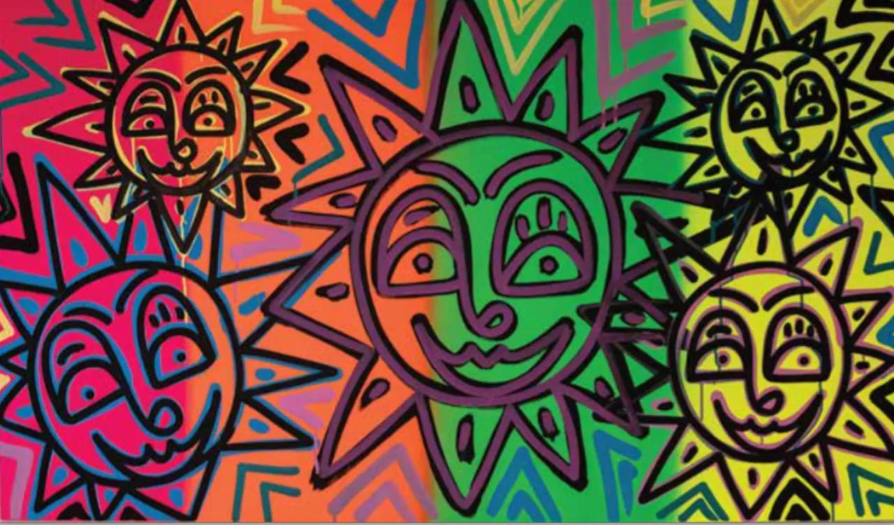 Happy Suns — Acrylic on canvas, 120 × 70 cm, 2025